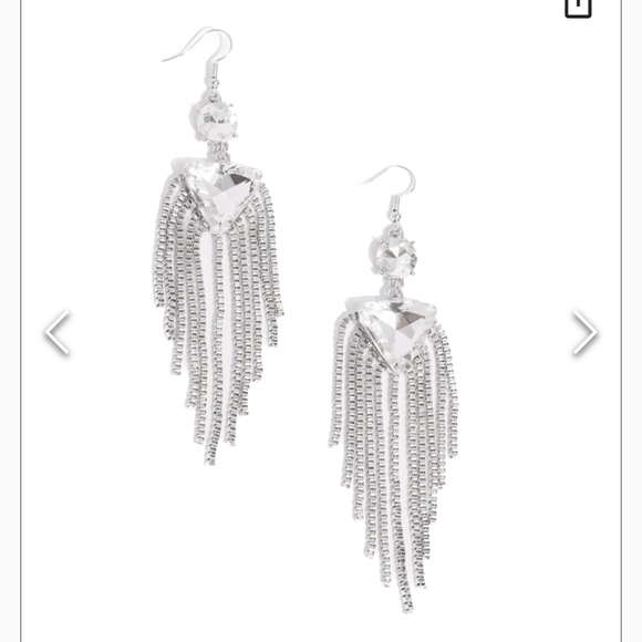 Maven Musings White Earring SILVER Fishhook ๐ Fancy Gorgeousness #2 - Picture 2 of 3